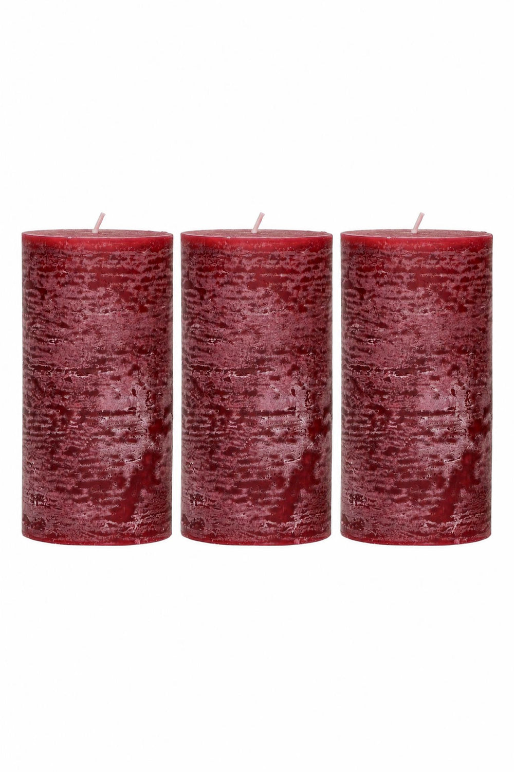 Set di 3 candele a colonna in cera di paraffina Bordeaux Ø 7 x H 14 cm