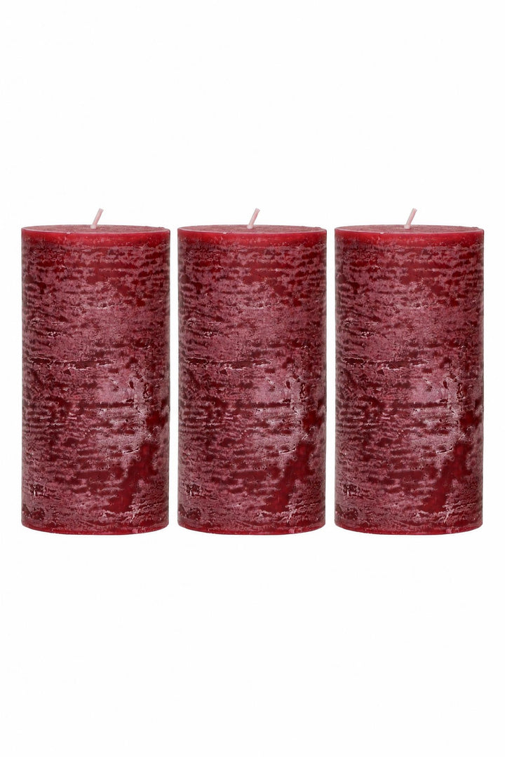 Set di 3 candele a colonna in cera di paraffina Bordeaux Ø 7 x H 14 cm