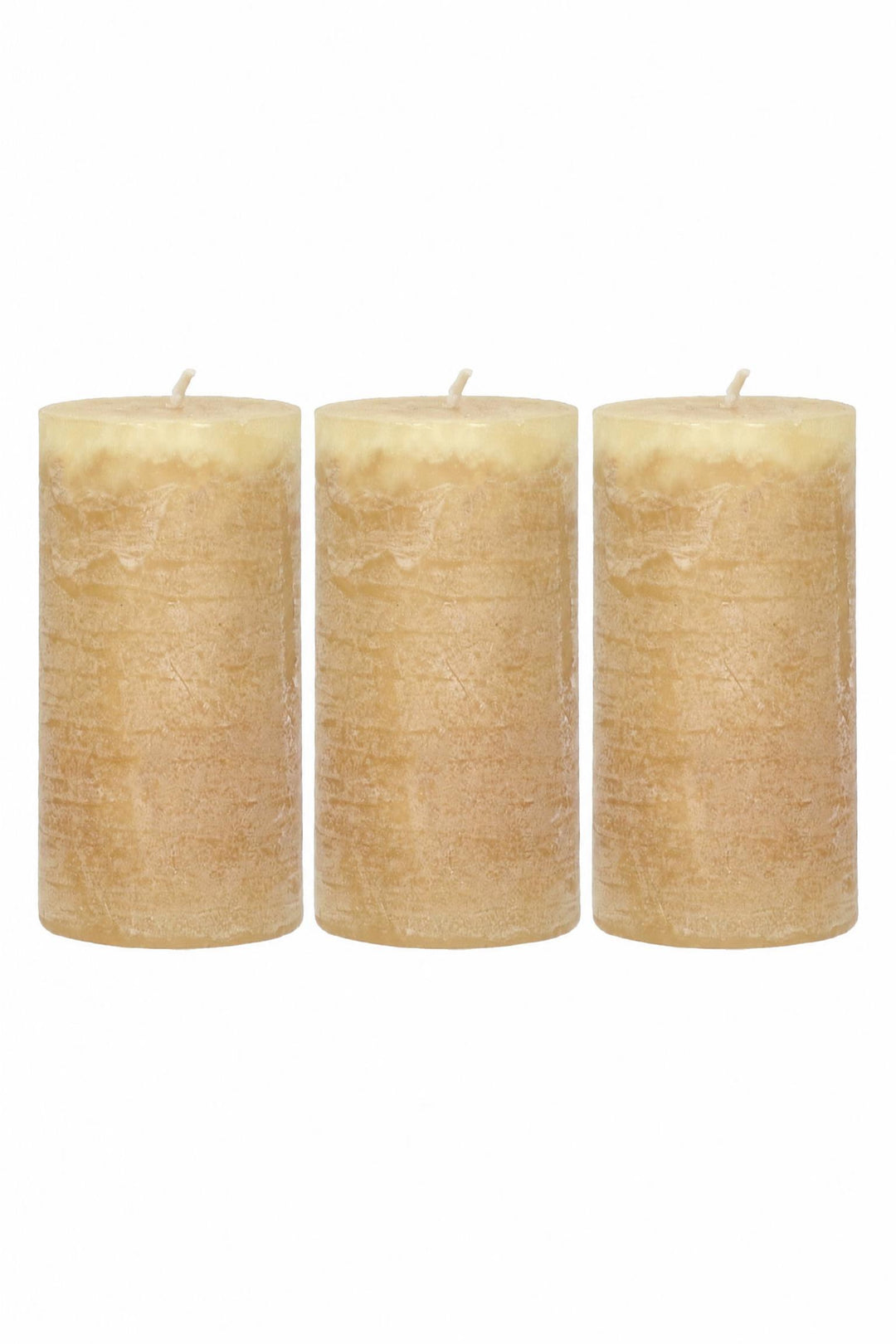 Set di 3 candele a colonna in cera di paraffina Miele Ø 7 x H 14 cm
