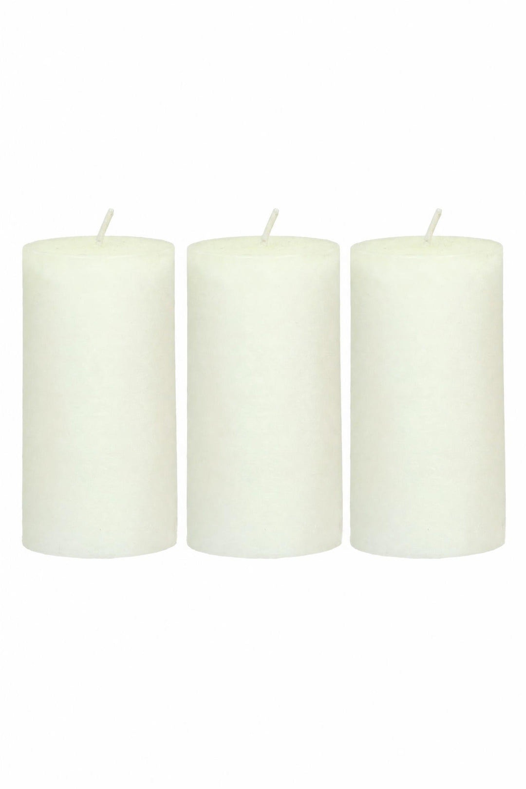 Set di 3 candele a colonna avorio in cera di paraffina
