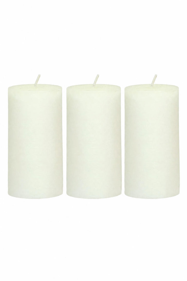 Set di 3 candele a colonna avorio in cera di paraffina